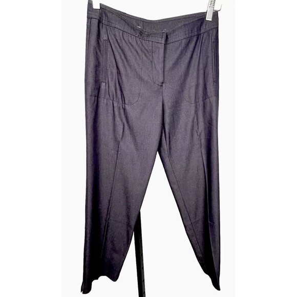 Laundry Shelli Segal Pants Crop Dress Slacks Blue‎ Pockets Slits 6 Career Preppy - Picture 4 of 6
